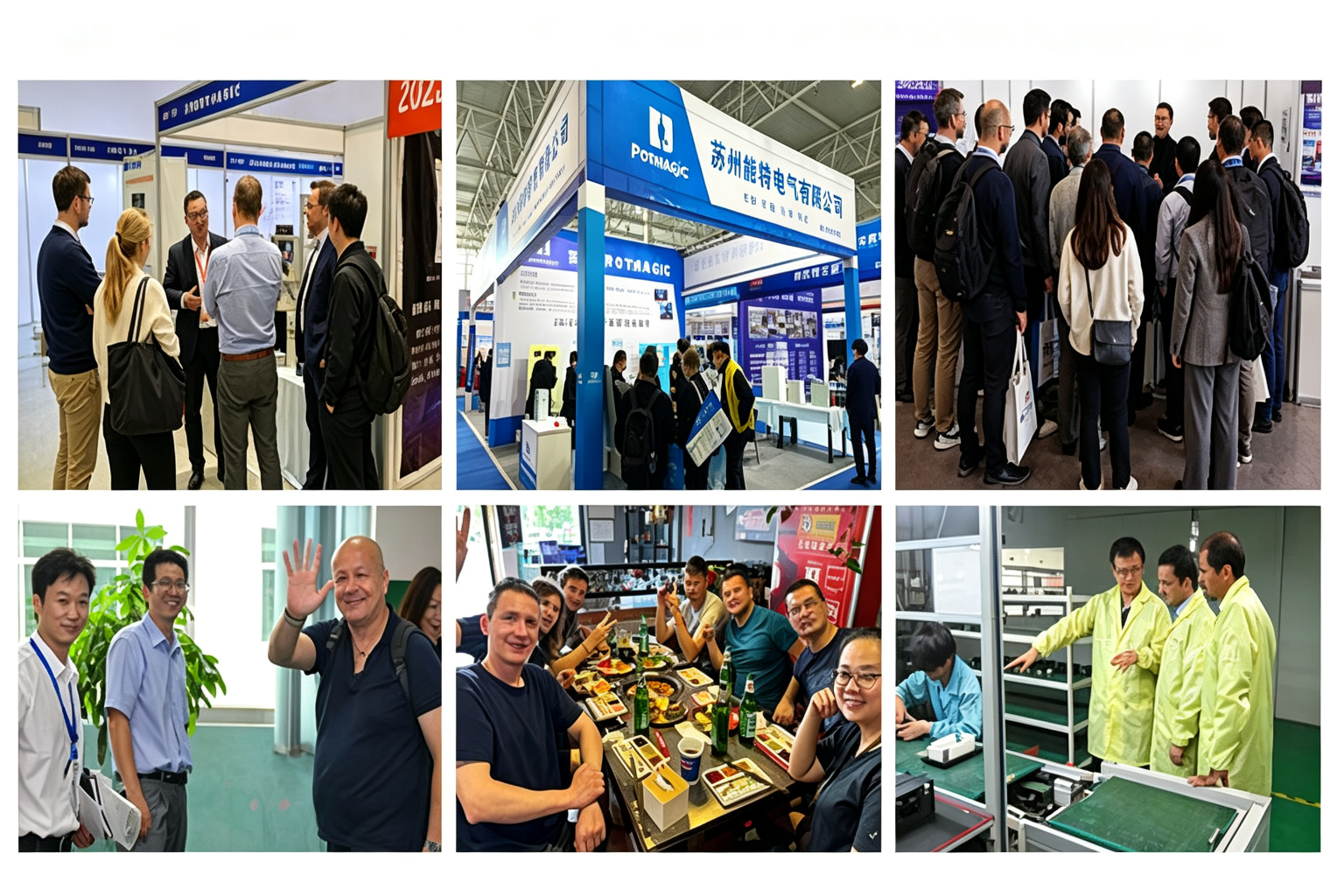 Potmagic team members meeting customers and partners at exhibitions and in the workplace