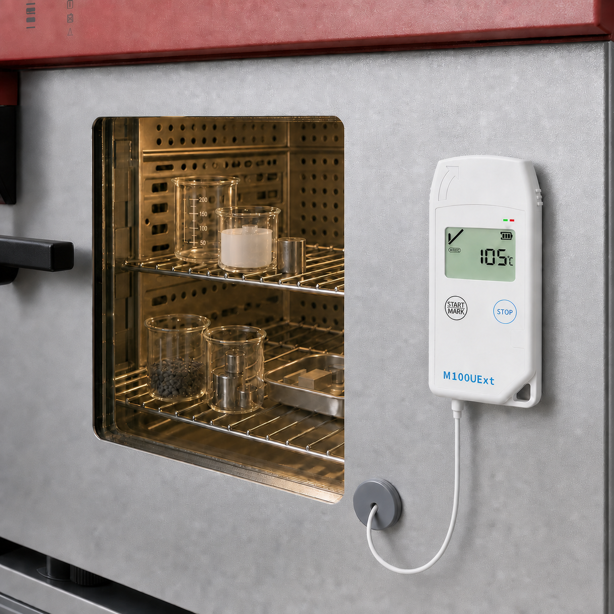 External probe logger monitoring a high-temperature chamber